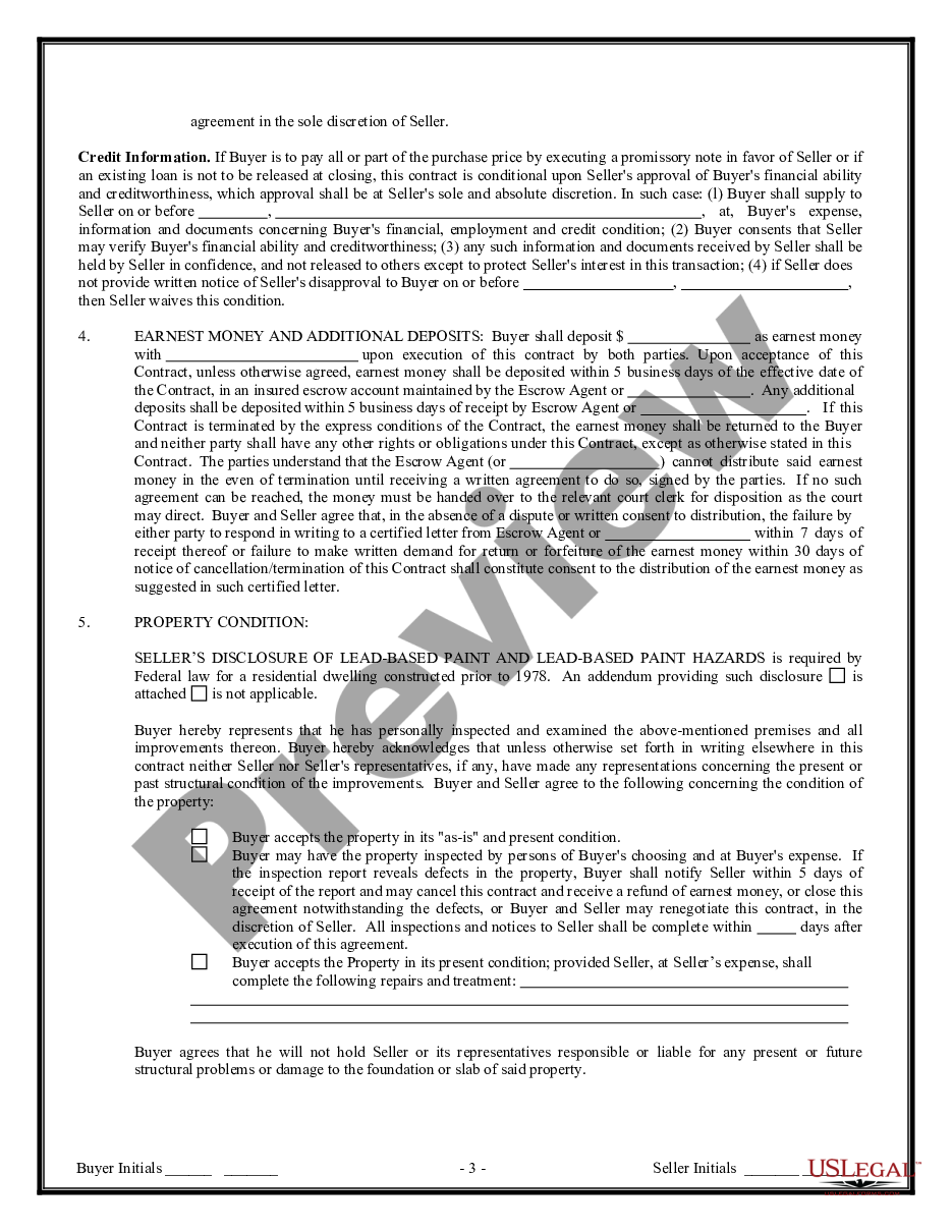 page 2 Contract for Sale and Purchase of Real Estate with No Broker for Residential Home Sale Agreement preview