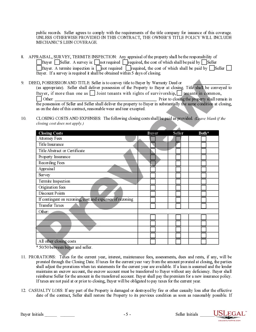 Preview Contract for Sale and Purchase of Real Estate with No Broker for Residential Home Sale Agreement