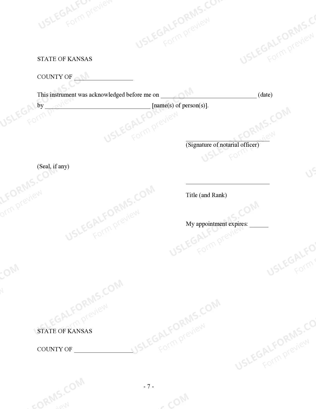 Preview Kansas Prenuptial Premarital Agreement without Financial Statements