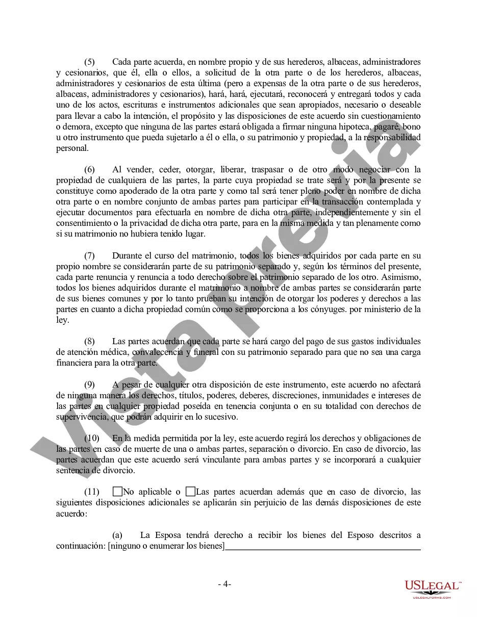Preview Acuerdo prematrimonial prenupcial de Kansas con estados financieros