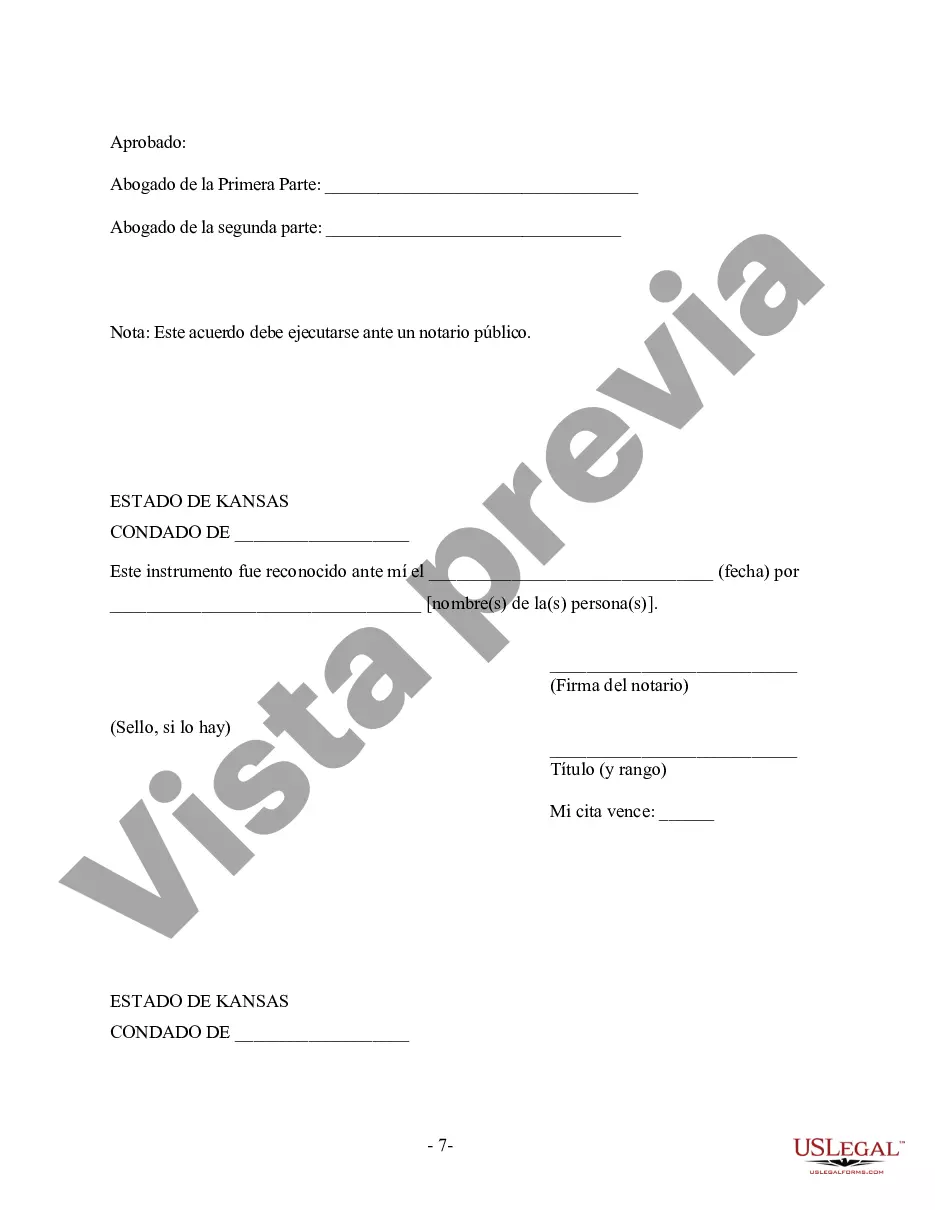 Preview Acuerdo prematrimonial prenupcial de Kansas con estados financieros