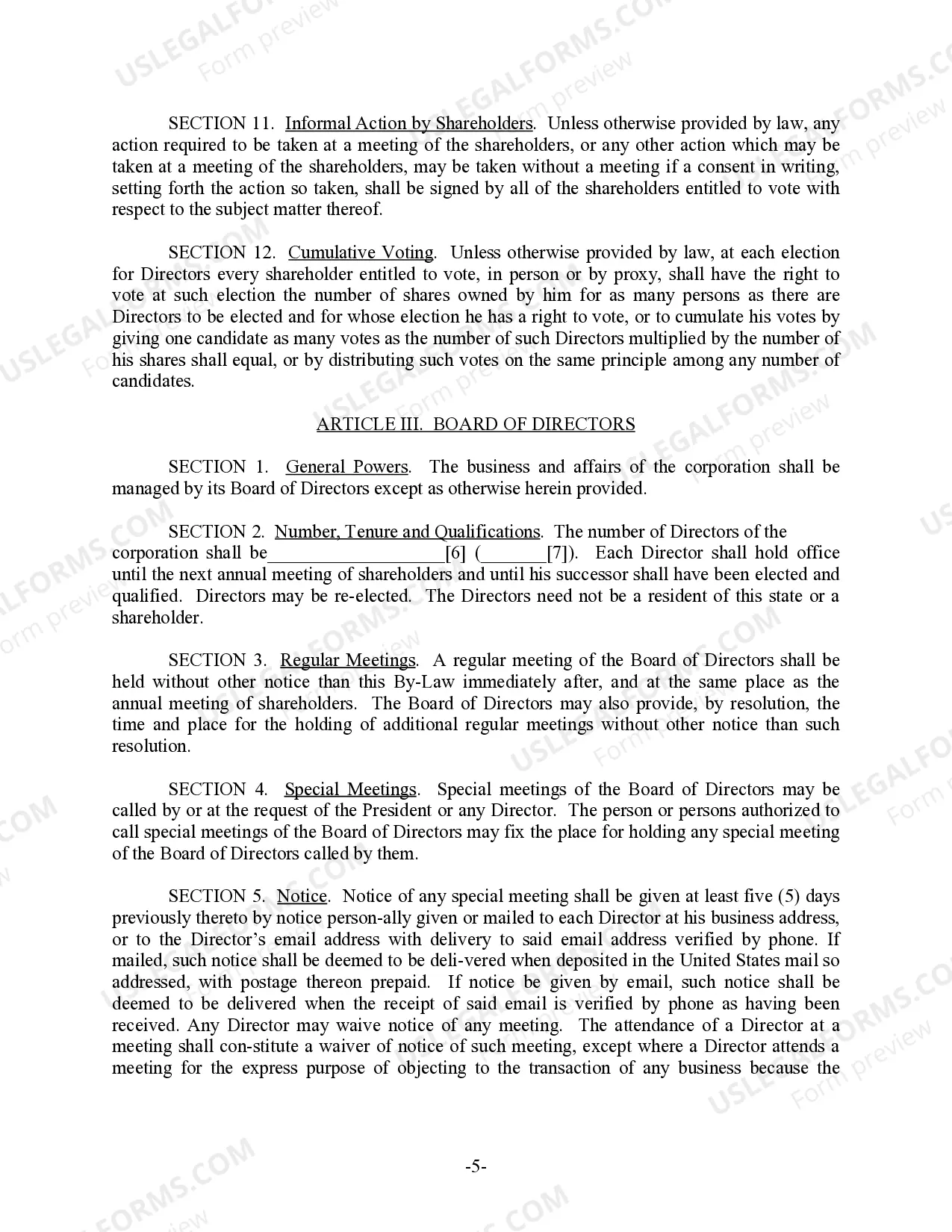 Preview Kansas Bylaws for Corporation