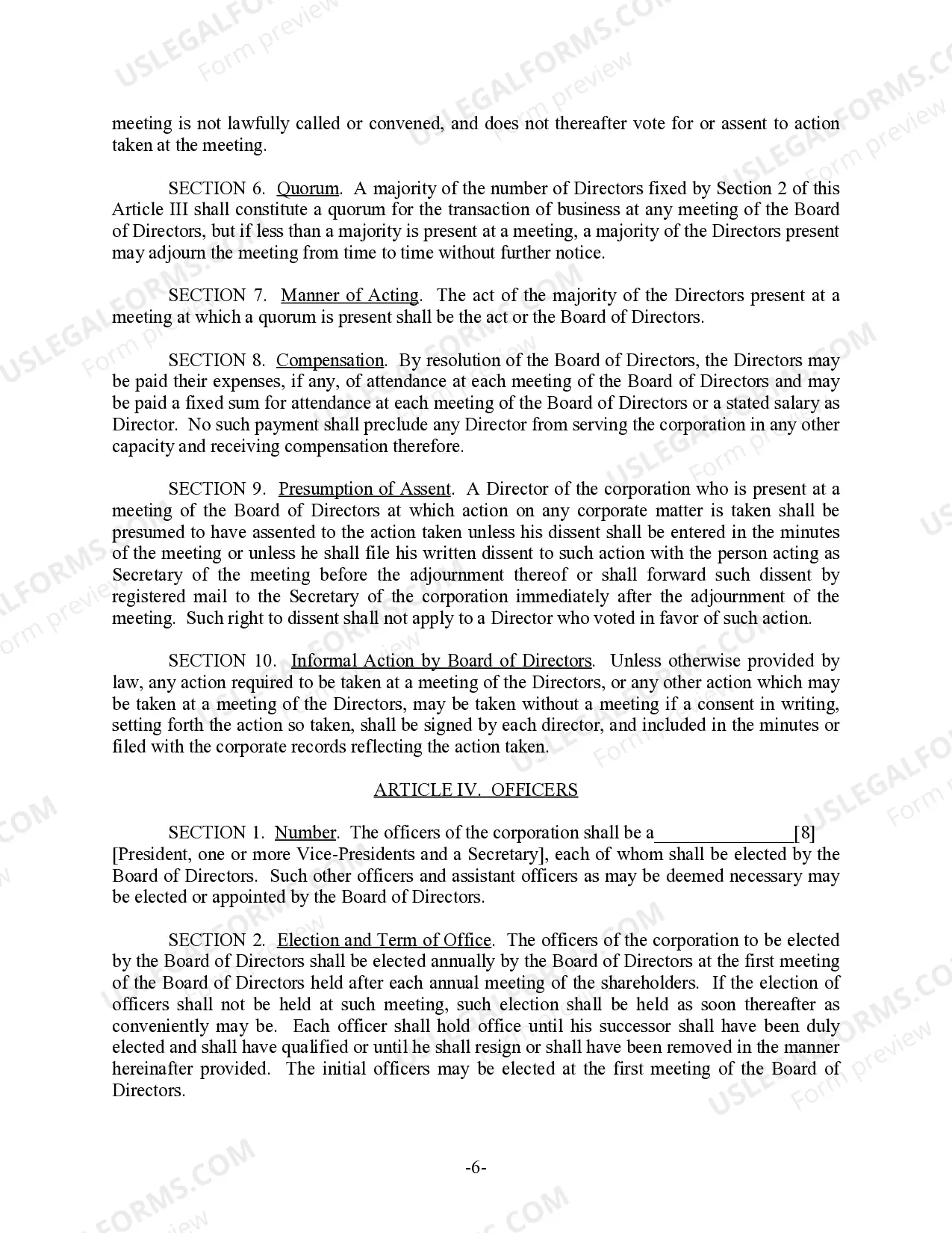 Preview Kansas Bylaws for Corporation