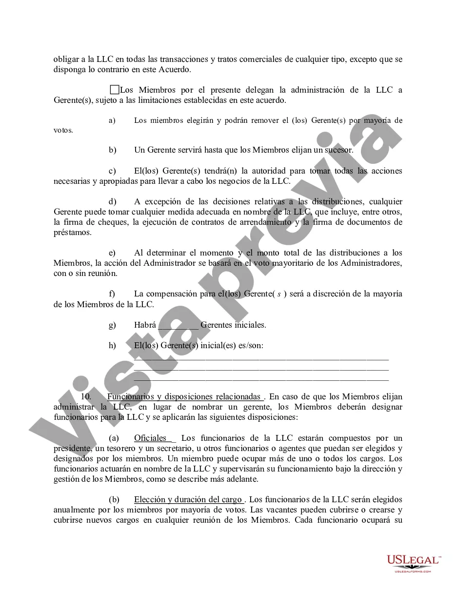 Preview Acuerdo Operativo de Sociedad de Responsabilidad Limitada LLC