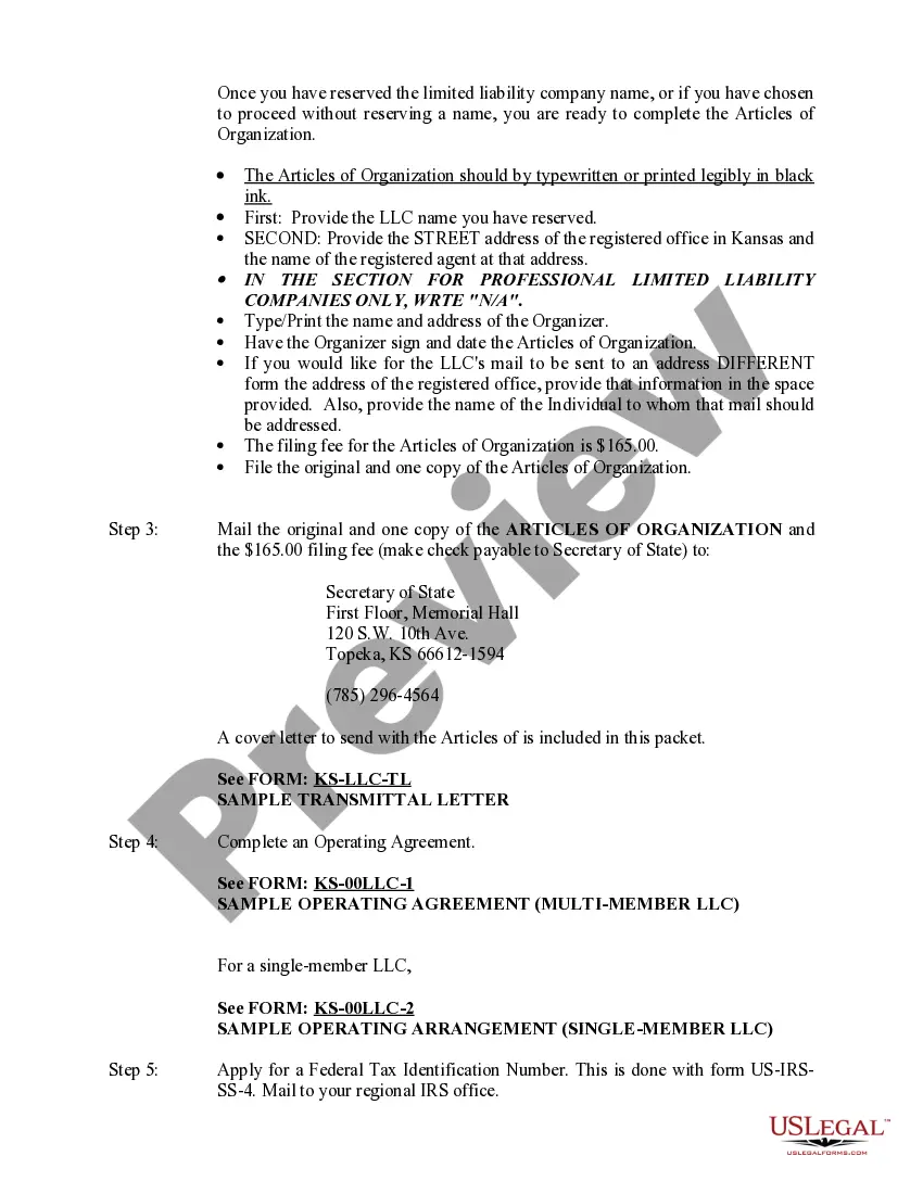 Get Kansas Limited Liability Company LLC Formation Package Preview Kansas Limited Liability Company LLC Formation Package