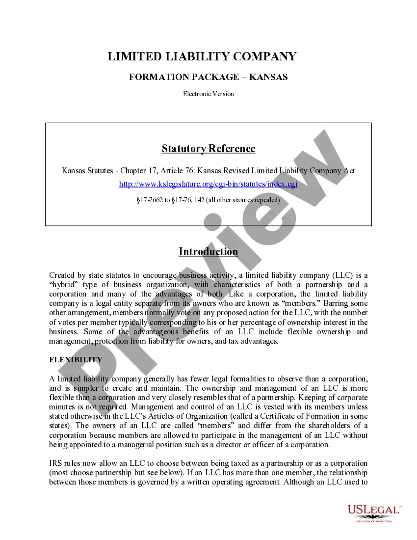 Get Kansas Limited Liability Company LLC Formation Package Preview Kansas Limited Liability Company LLC Formation Package