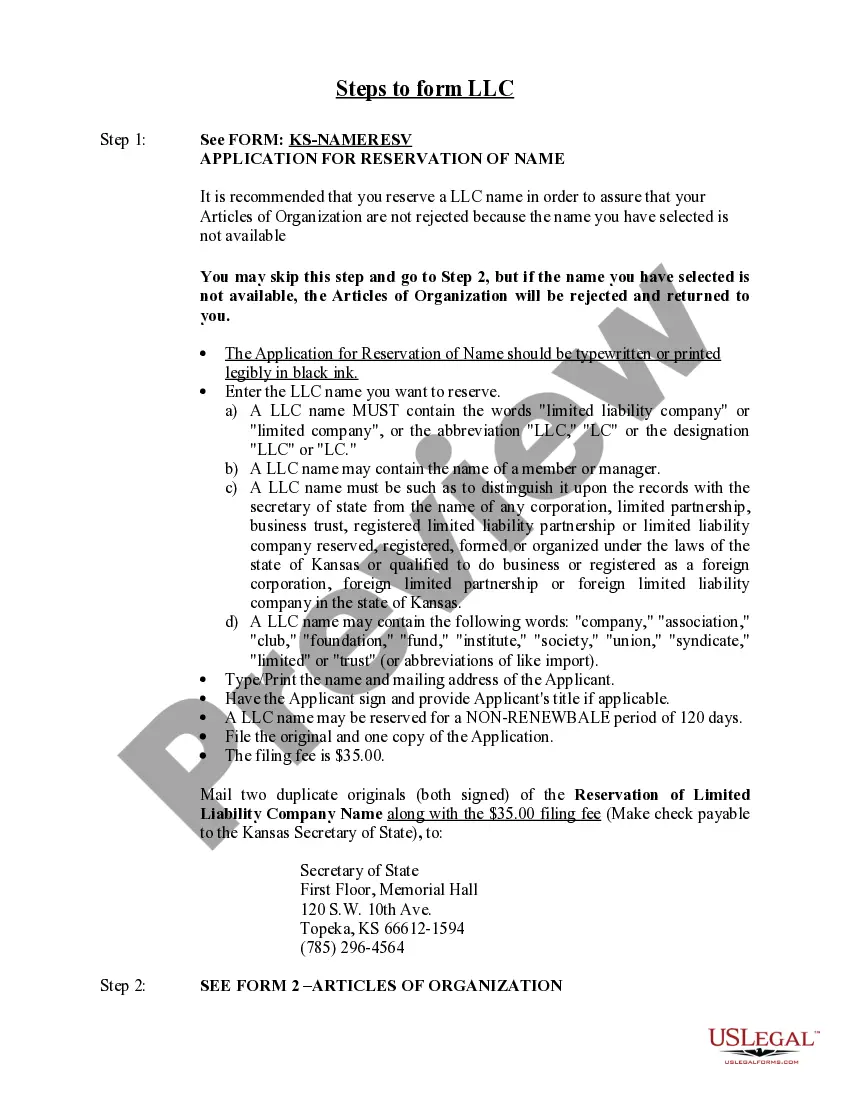 Get Kansas Limited Liability Company LLC Formation Package Preview Kansas Limited Liability Company LLC Formation Package