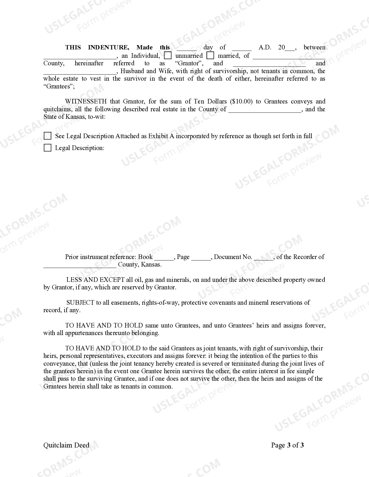 Preview Quitclaim Deed from Individual to Husband and Wife