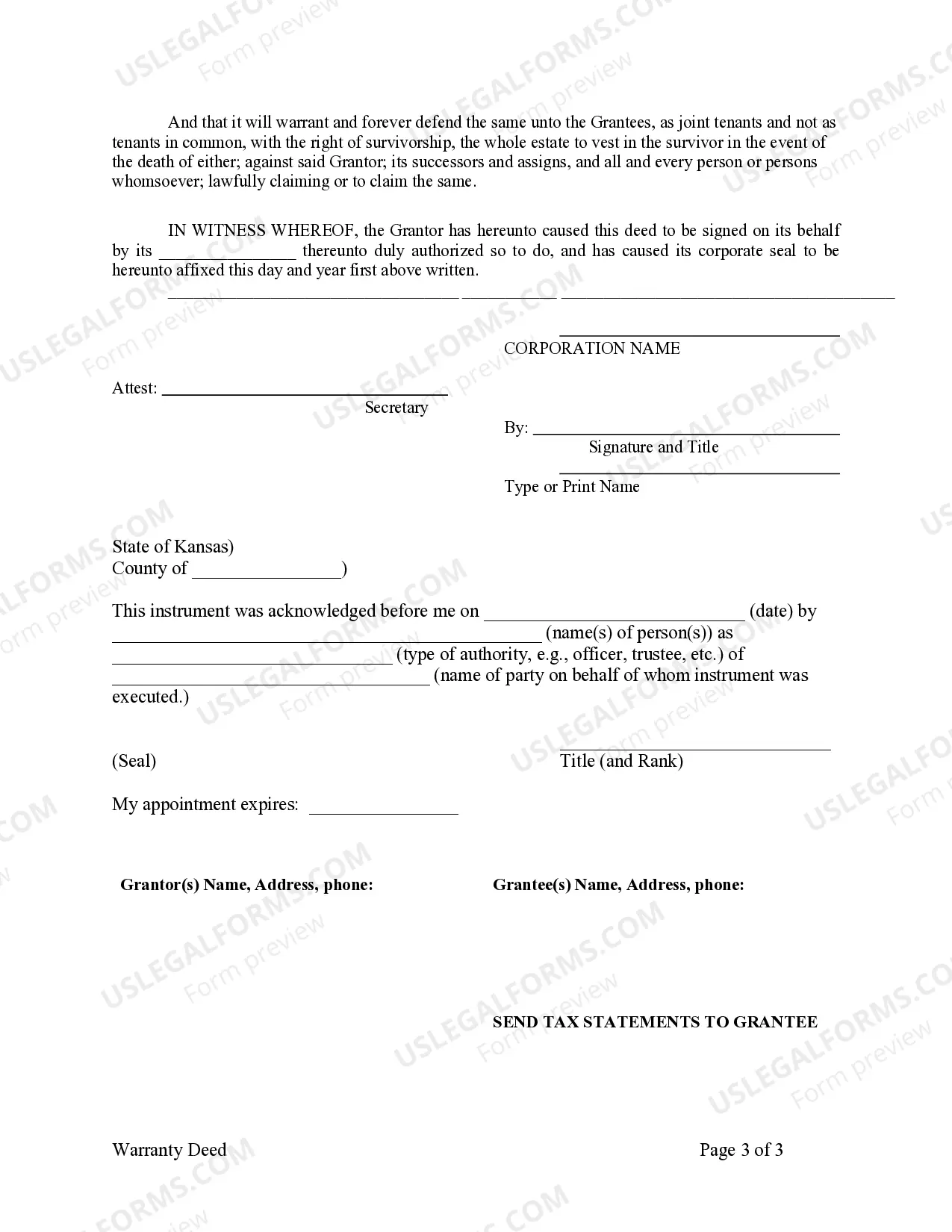 Preview Warranty Deed from Corporation to Husband and Wife