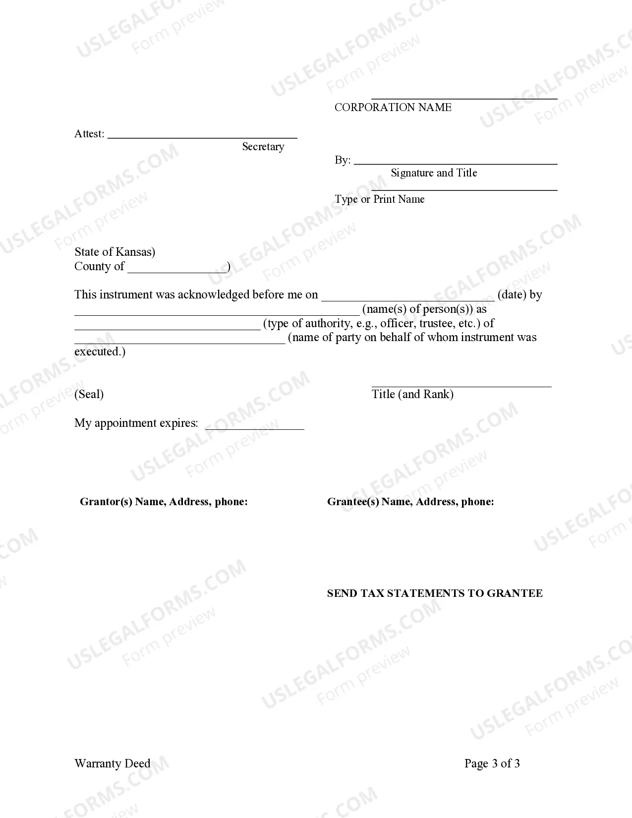 Preview Warranty Deed from Corporation to Individual
