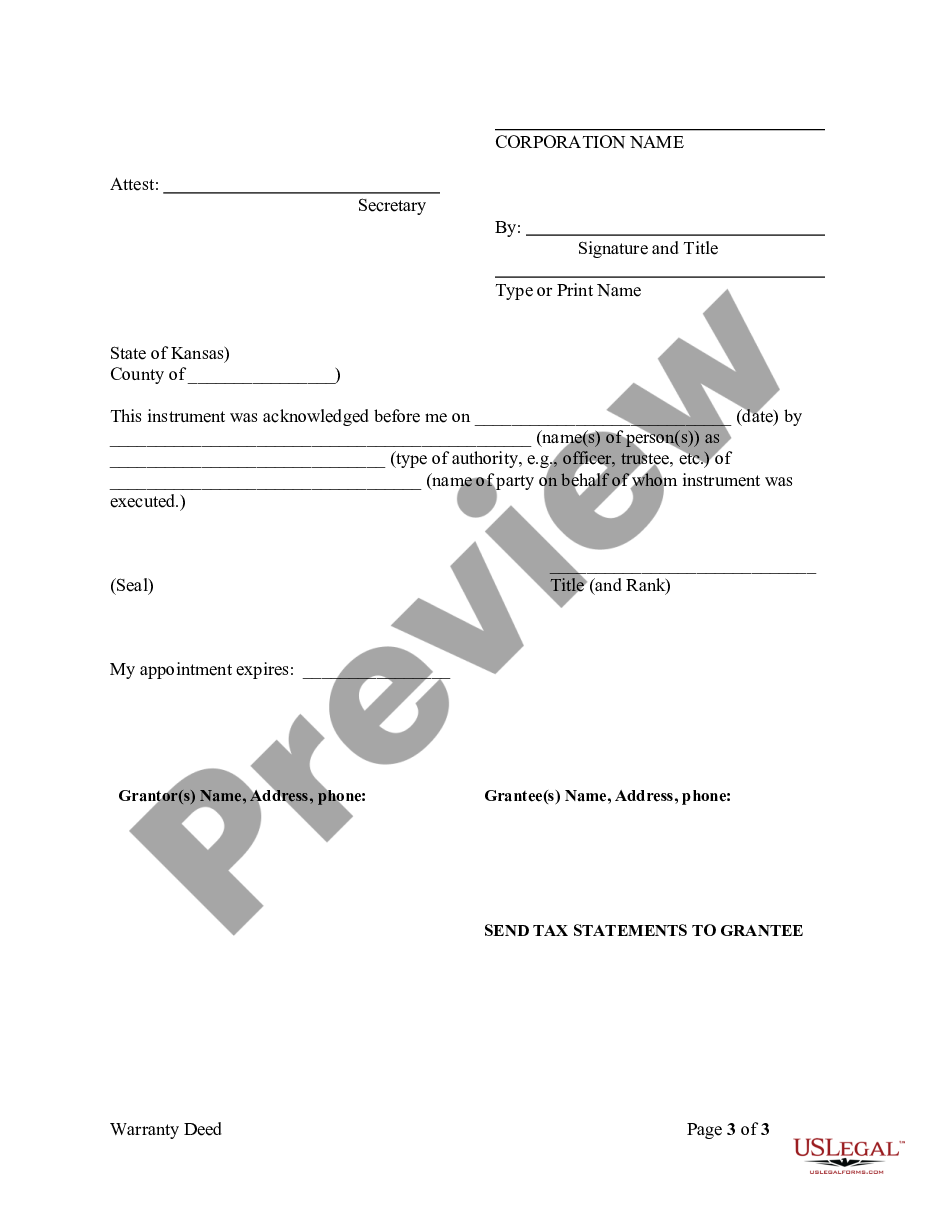 page 2 Warranty Deed from Corporation to Corporation preview