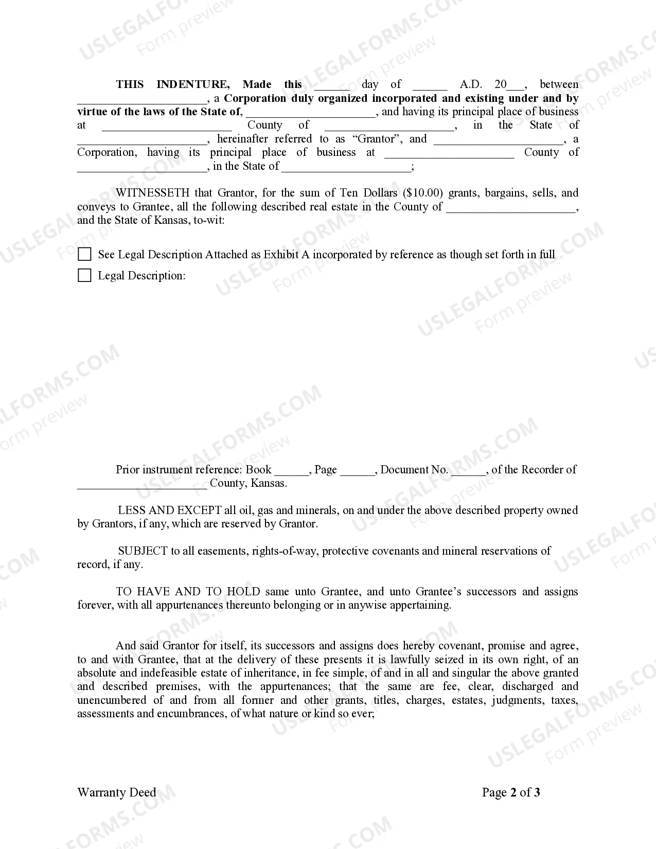 Preview Warranty Deed from Corporation to Corporation