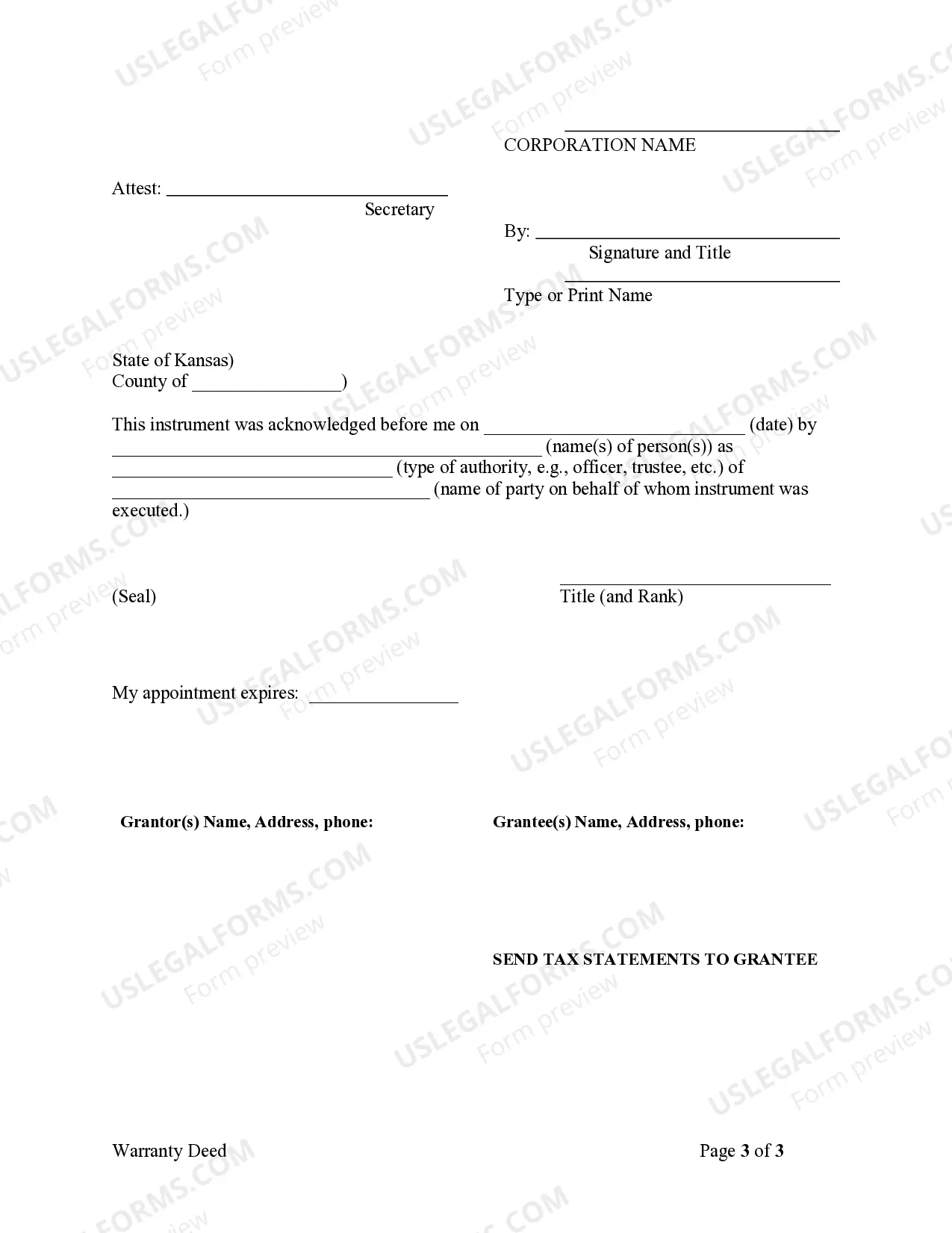 Preview Warranty Deed from Corporation to Corporation