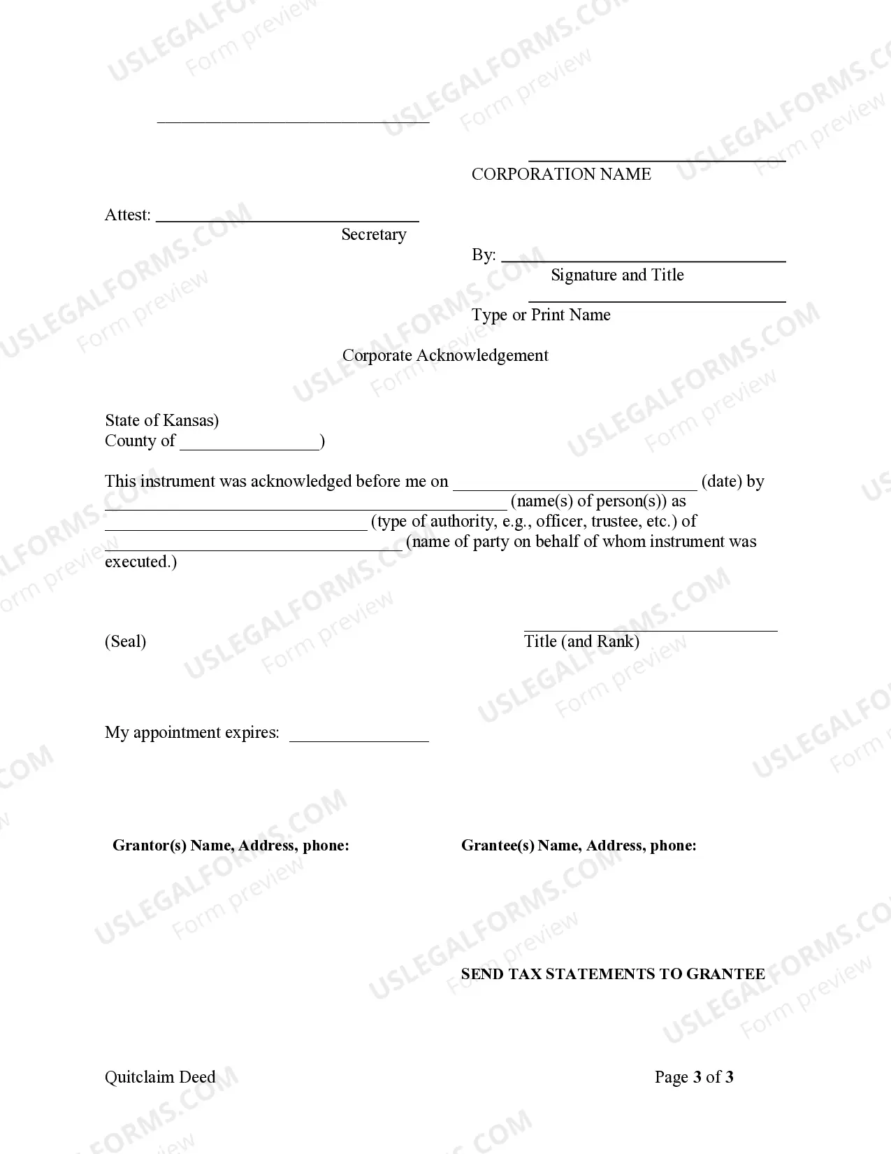 Preview Quitclaim Deed from Corporation to Two Individuals