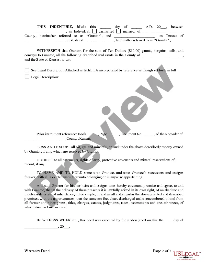 Preview Warranty Deed from Individual to a Trust