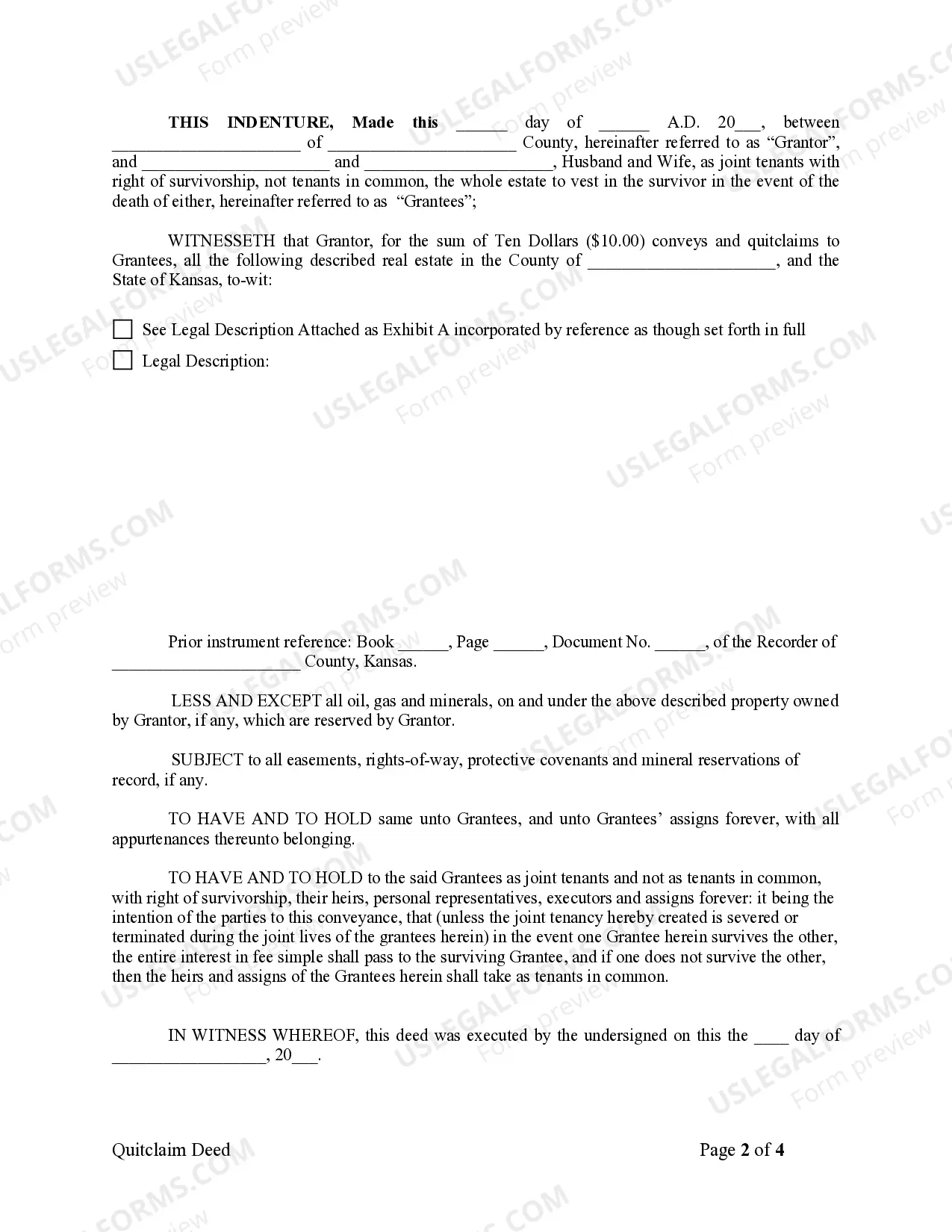 Preview Quitclaim Deed from Husband to Himself and Wife
