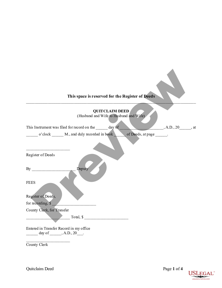 page 0 Quitclaim Deed from Husband and Wife to Husband and Wife preview