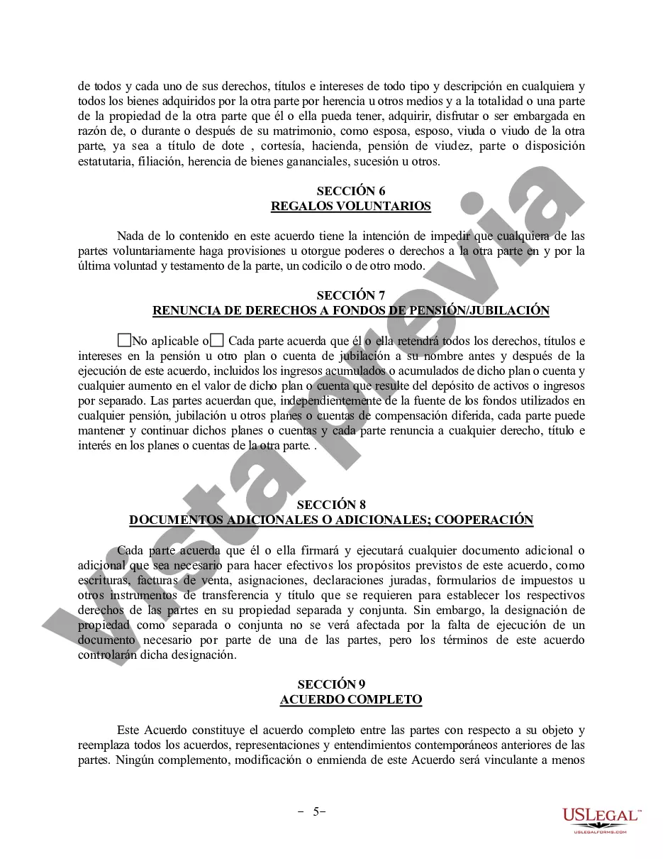 Preview Acuerdo de propiedad posnupcial - Kansas