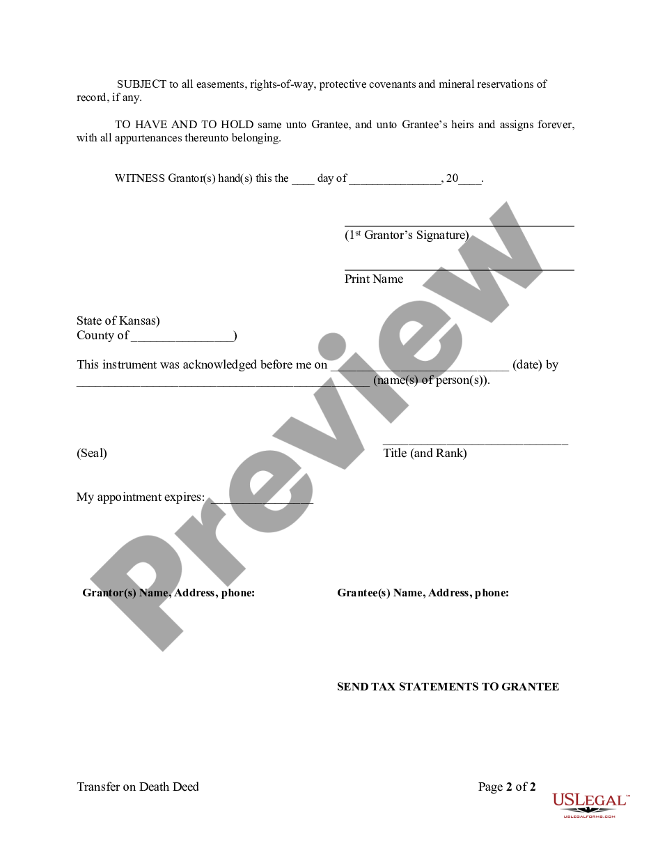 page 1 Transfer on Death Deed or TOD - Beneficiary Deed for Individual to Individual preview