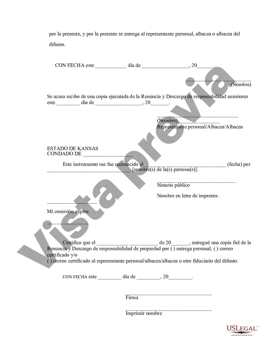 Preview Kansas Renuncia y renuncia de propiedad del seguro de vida o contrato de anualidad