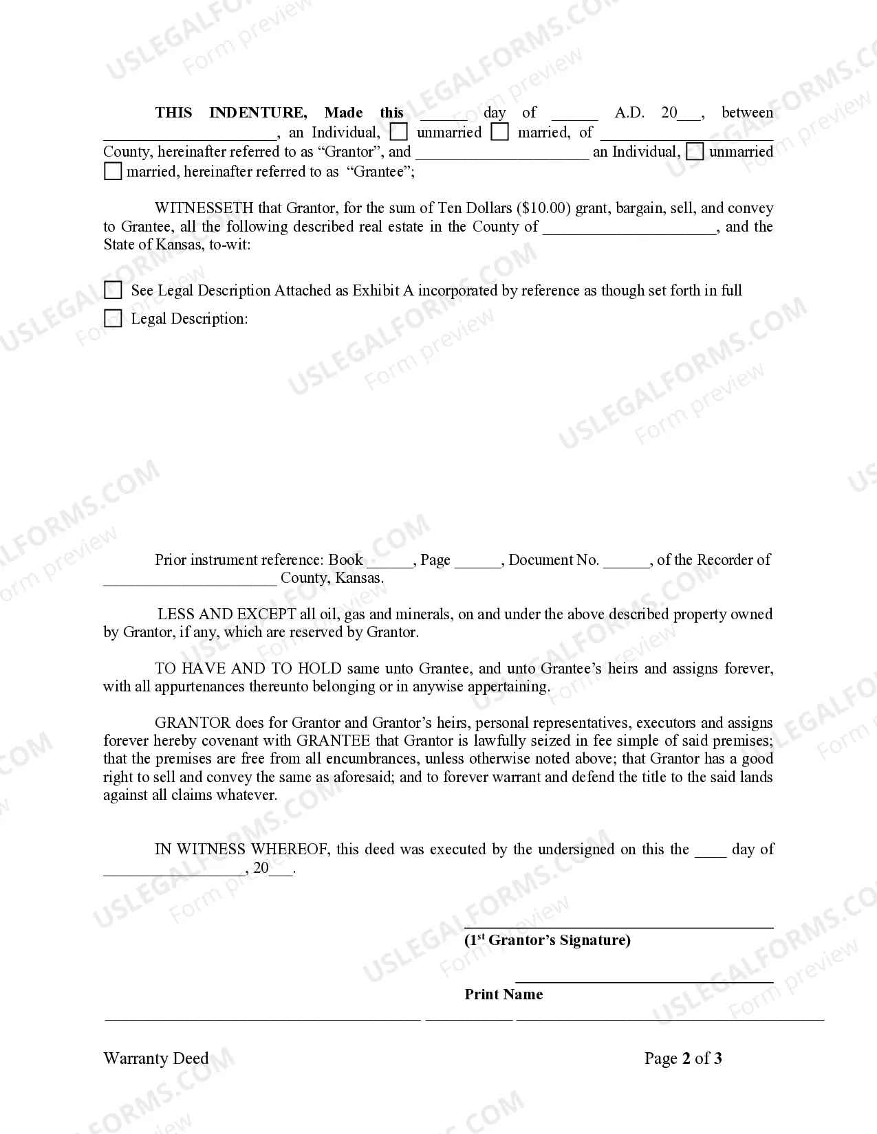 Preview Warranty Deed from Individual to Individual