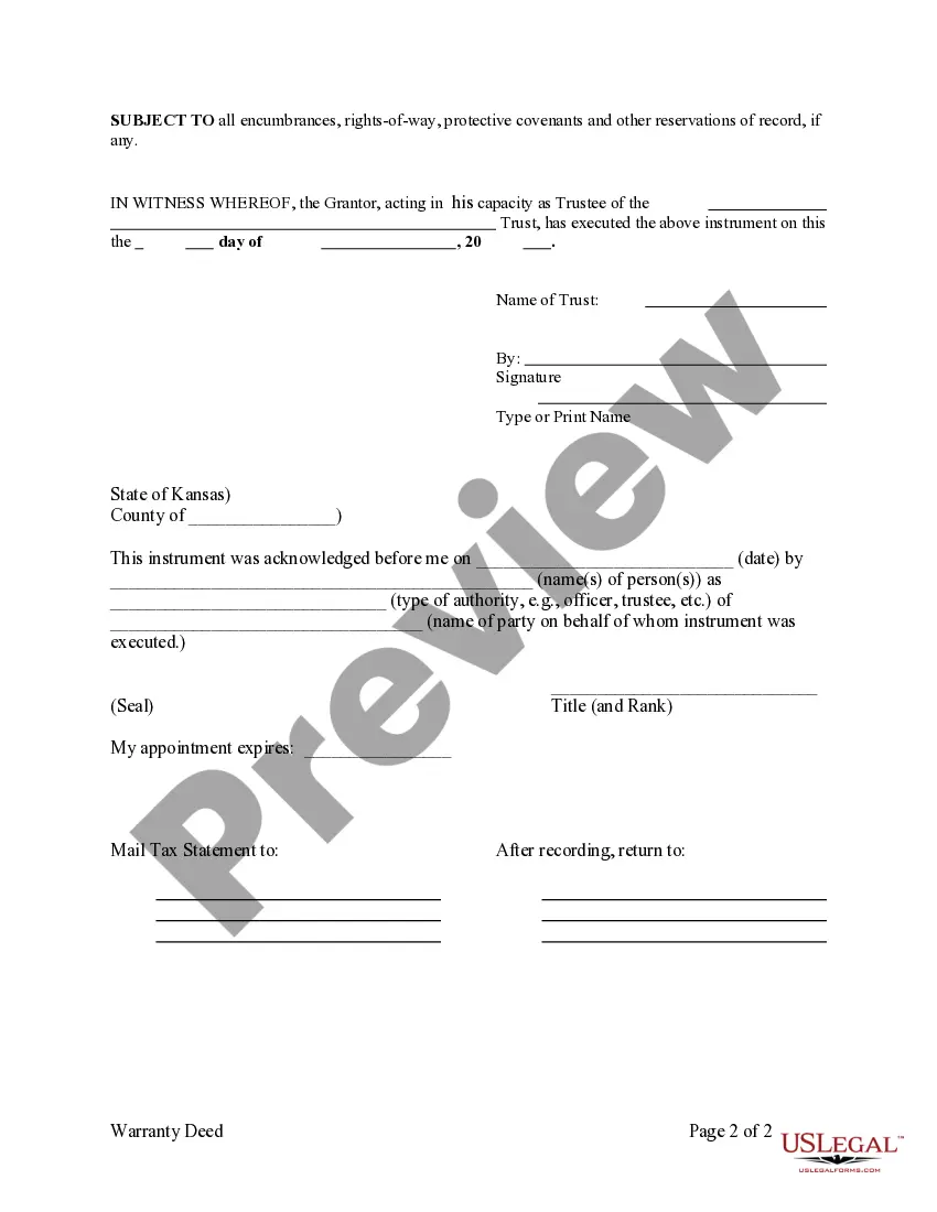Preview Warranty Deed - Trust to Husband and Wife