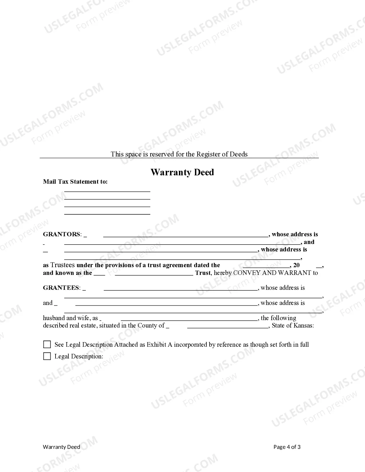 Preview Warranty Deed from Two Trustees to Husband and Wife