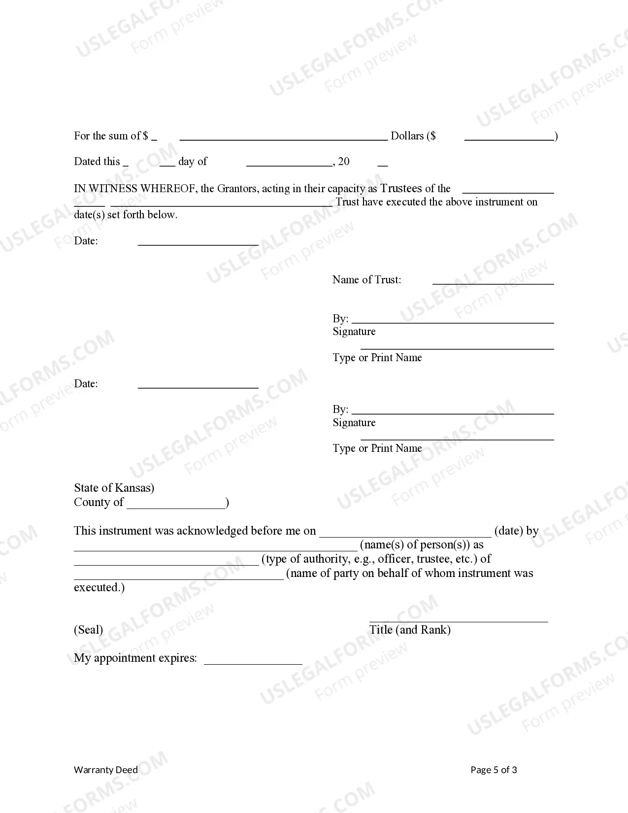 Preview Warranty Deed from Two Trustees to Husband and Wife