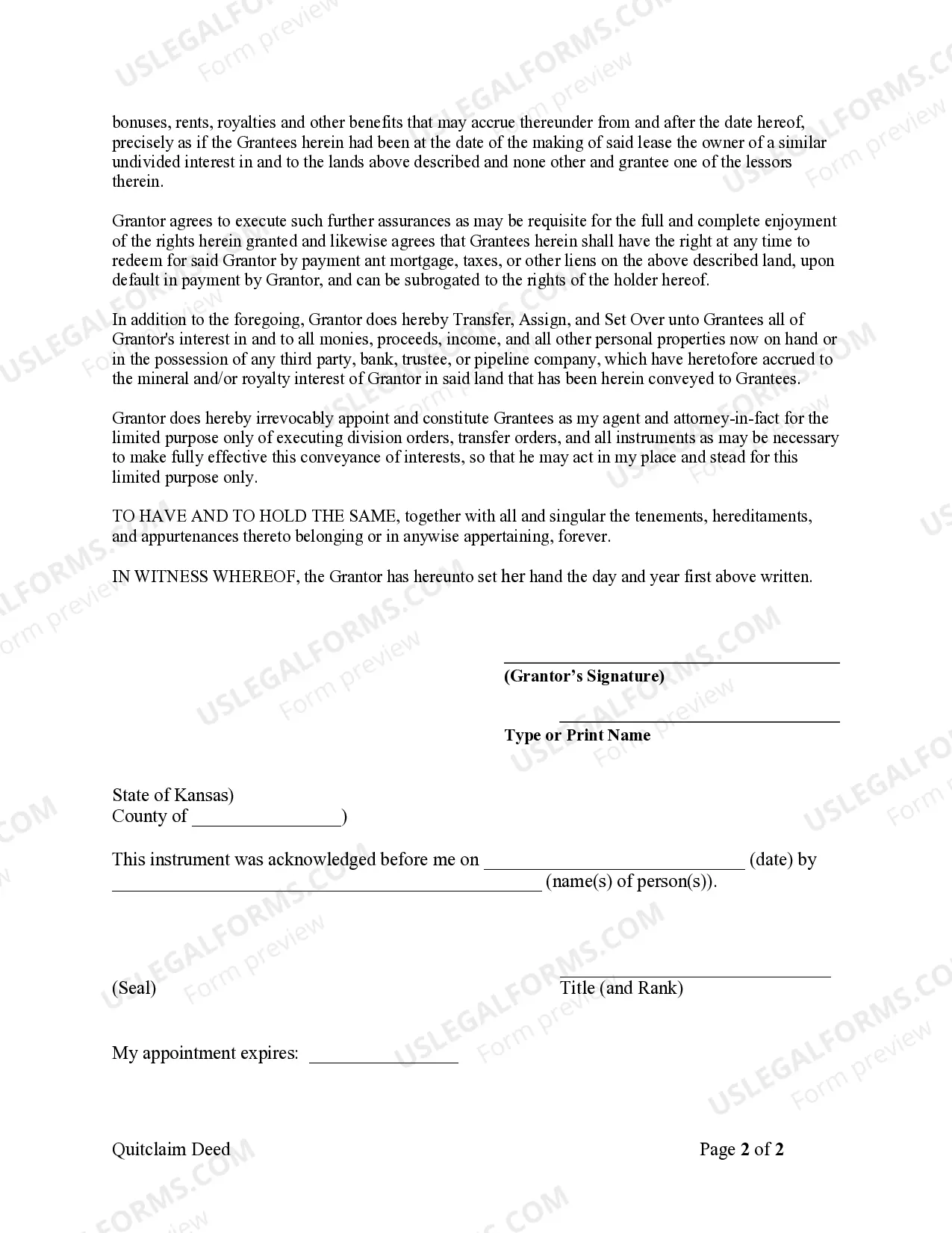 Preview Quitclaim Deed - Mineral Rights - From Individual to three Individuals - Transfer
