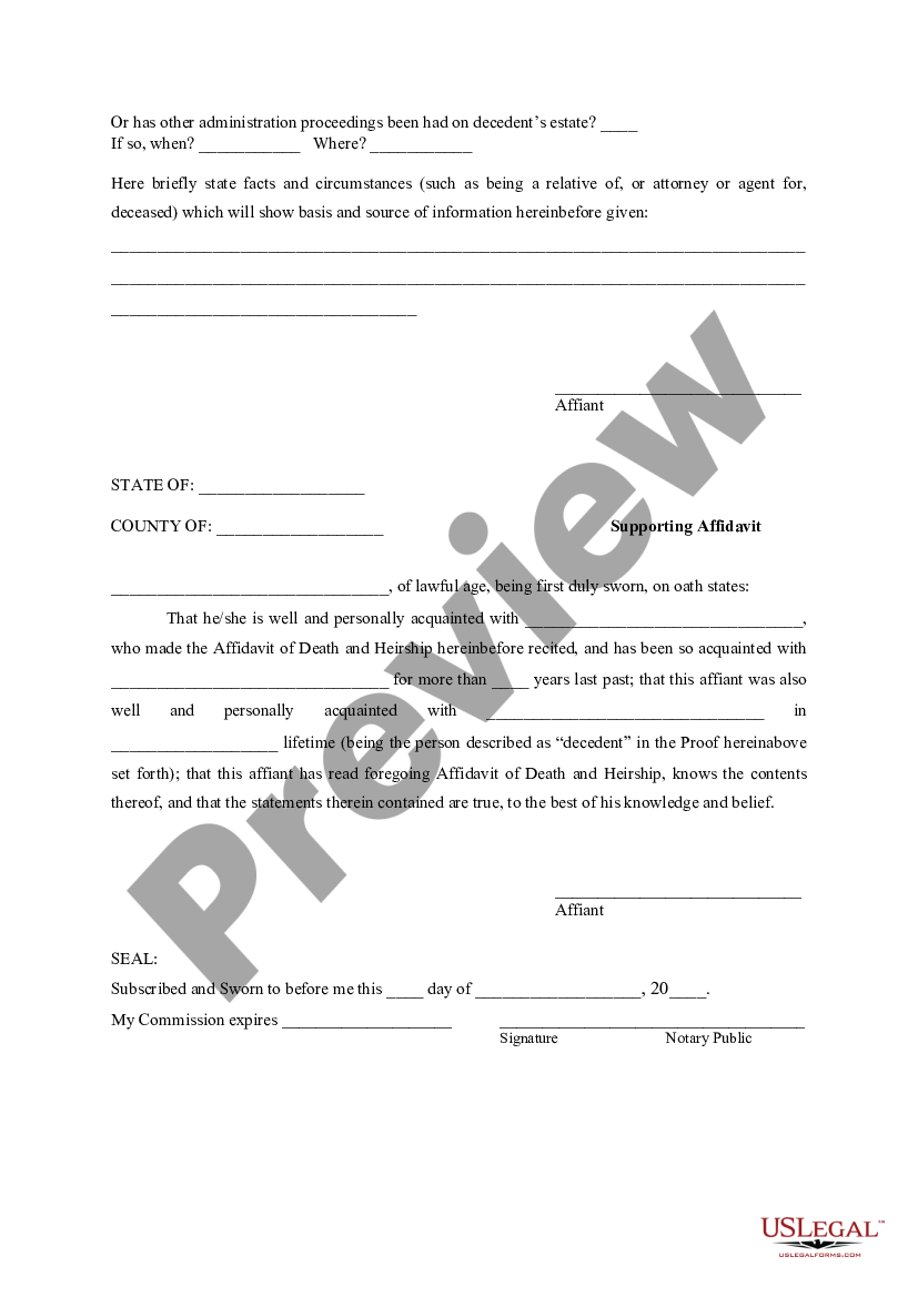 Kansas Affidavit of Death and Heirship - Kansas Affidavit Of Heirship ...