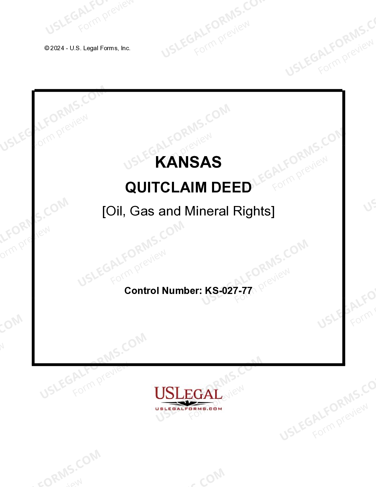 Kansas Quitclaim Deed Oil, Gas and Mineral Rights Quitclaim Deed Form US Legal Forms