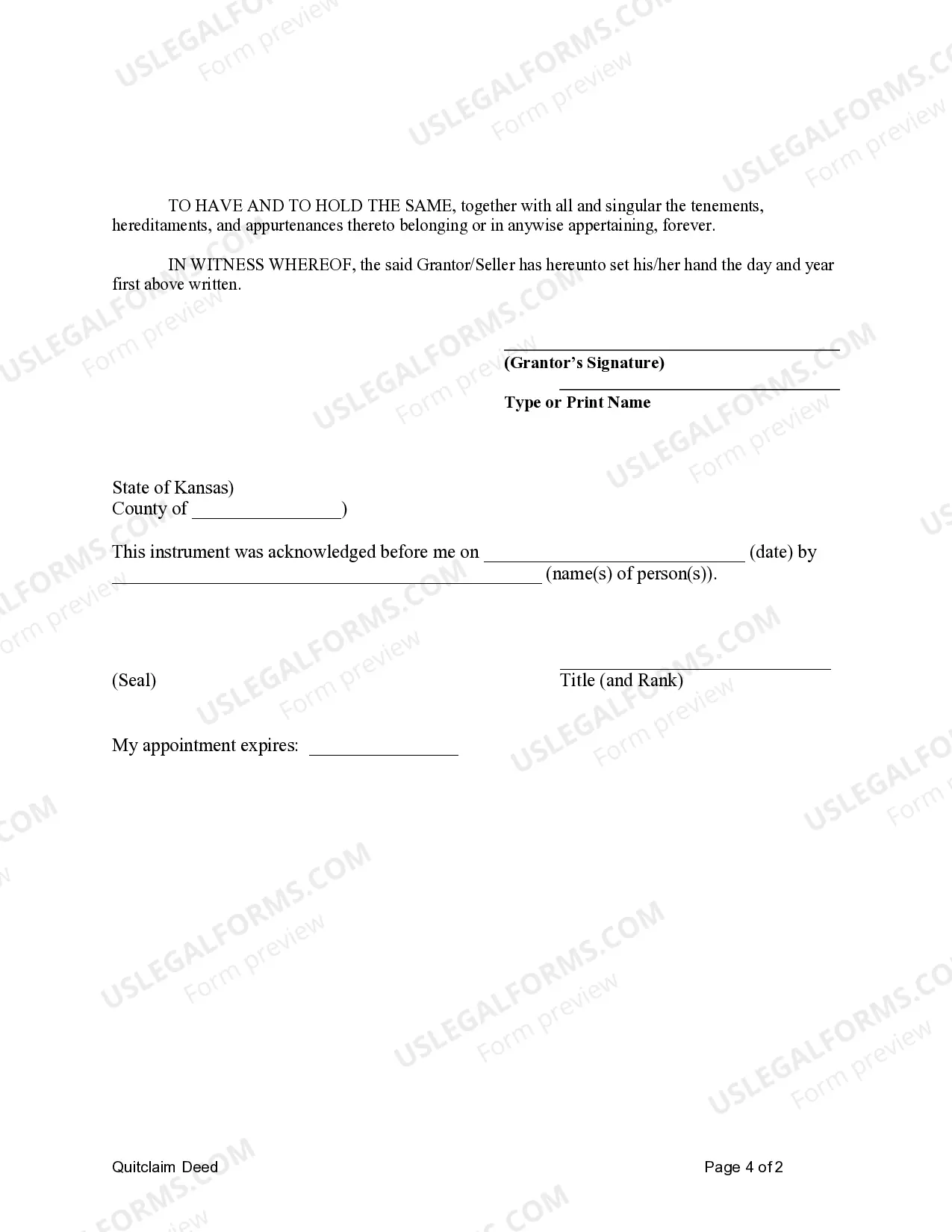 Preview Quitclaim Deed - Oil, Gas and Mineral Rights - Individual to Trust