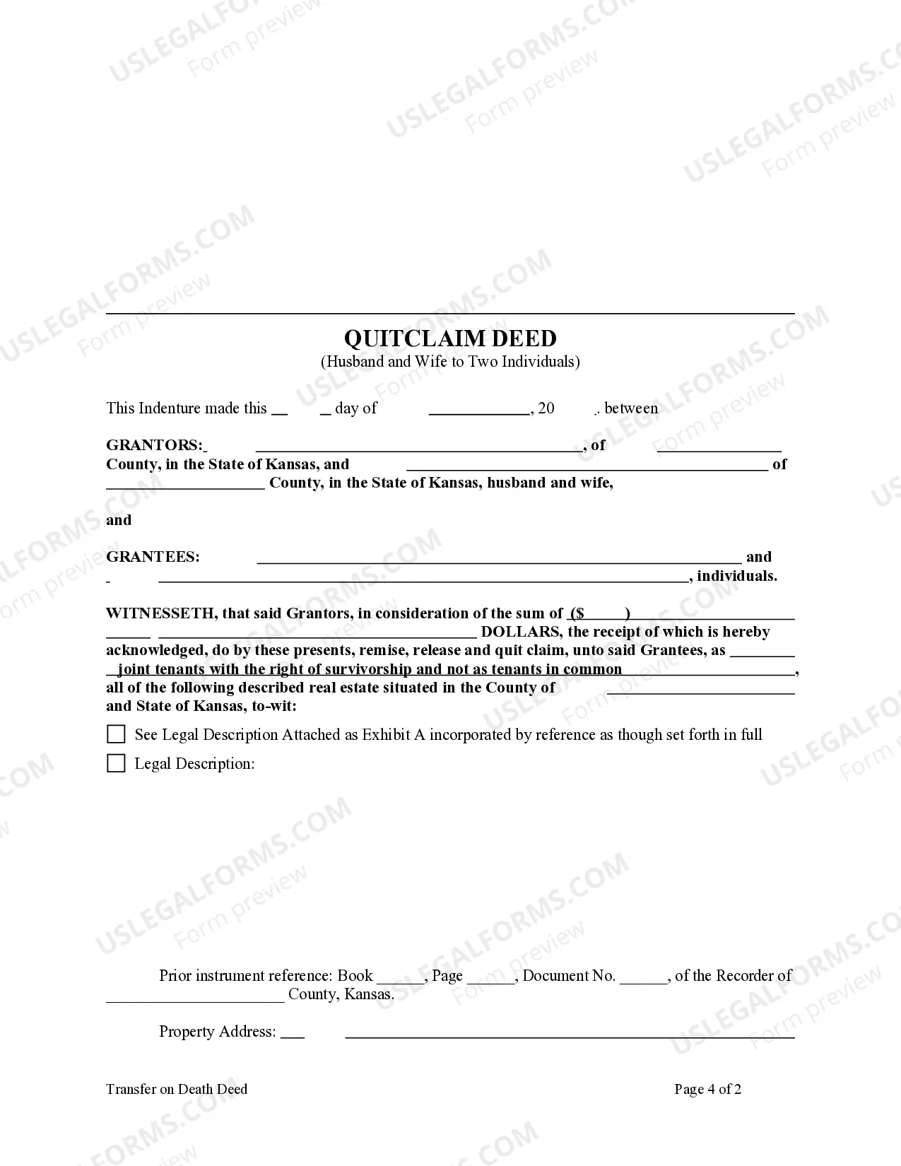 Preview Quitclaim Deed from Husband and Wife to Two Individuals