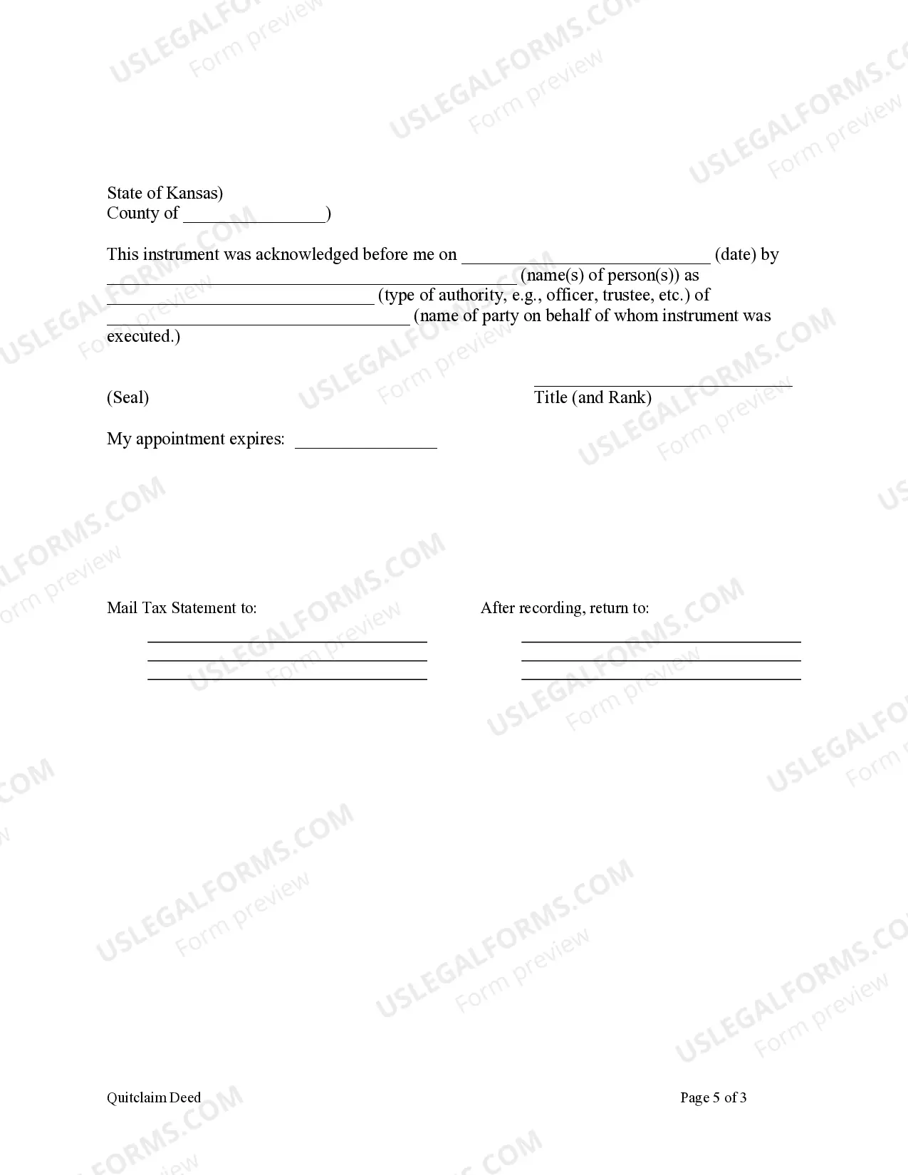 Preview Quitclaim Deed - Trust (2 Co--Trustees) to LLC