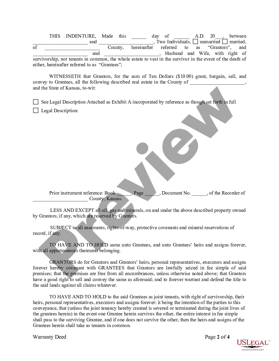 page 1 Warranty Deed from two Individuals to Husband and Wife preview