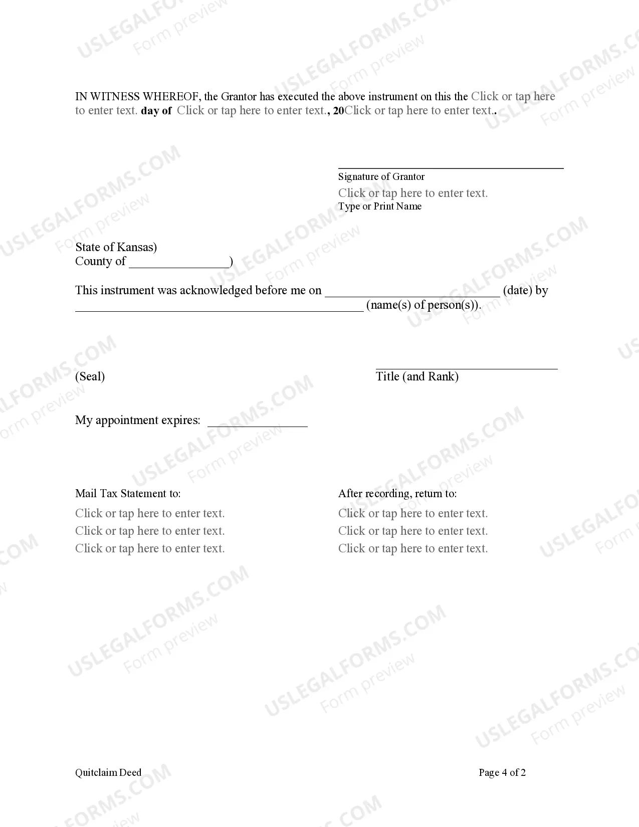 Preview Quitclaim Deed - Individual to Trust