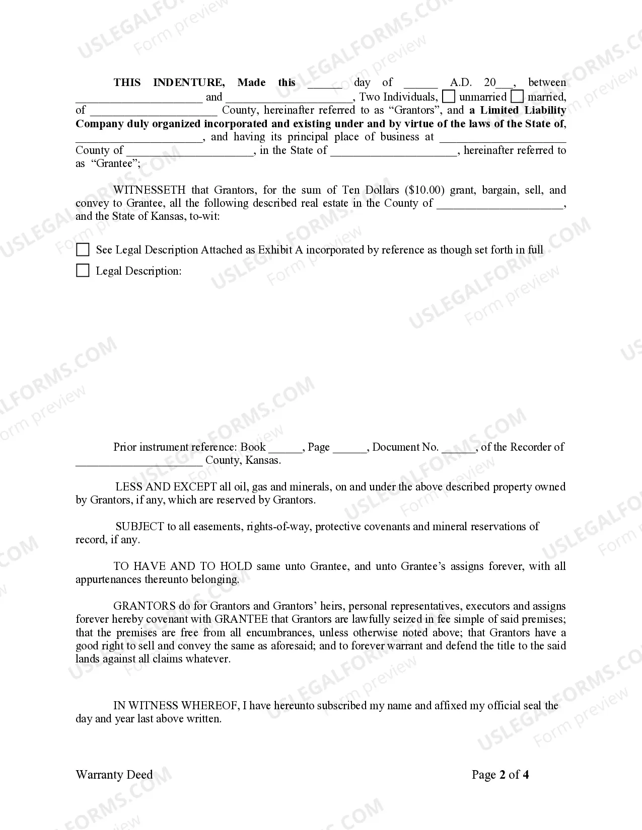 Preview Warranty Deed from two Individuals to LLC