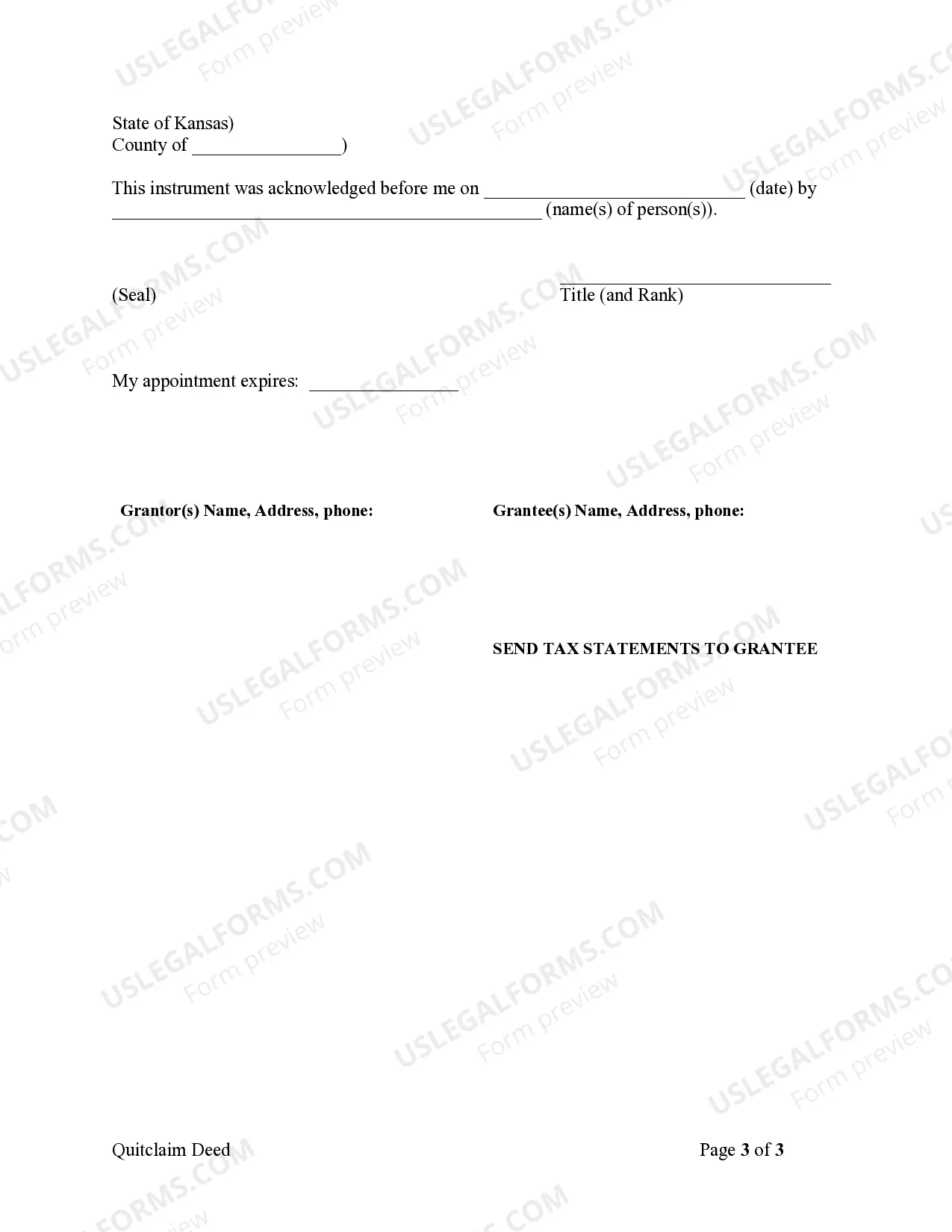 Preview Quitclaim Deed from Individual to Corporation