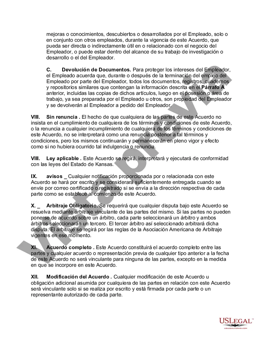 Preview Acuerdo de trabajo con un vicepresidente de un contratista eléctrico