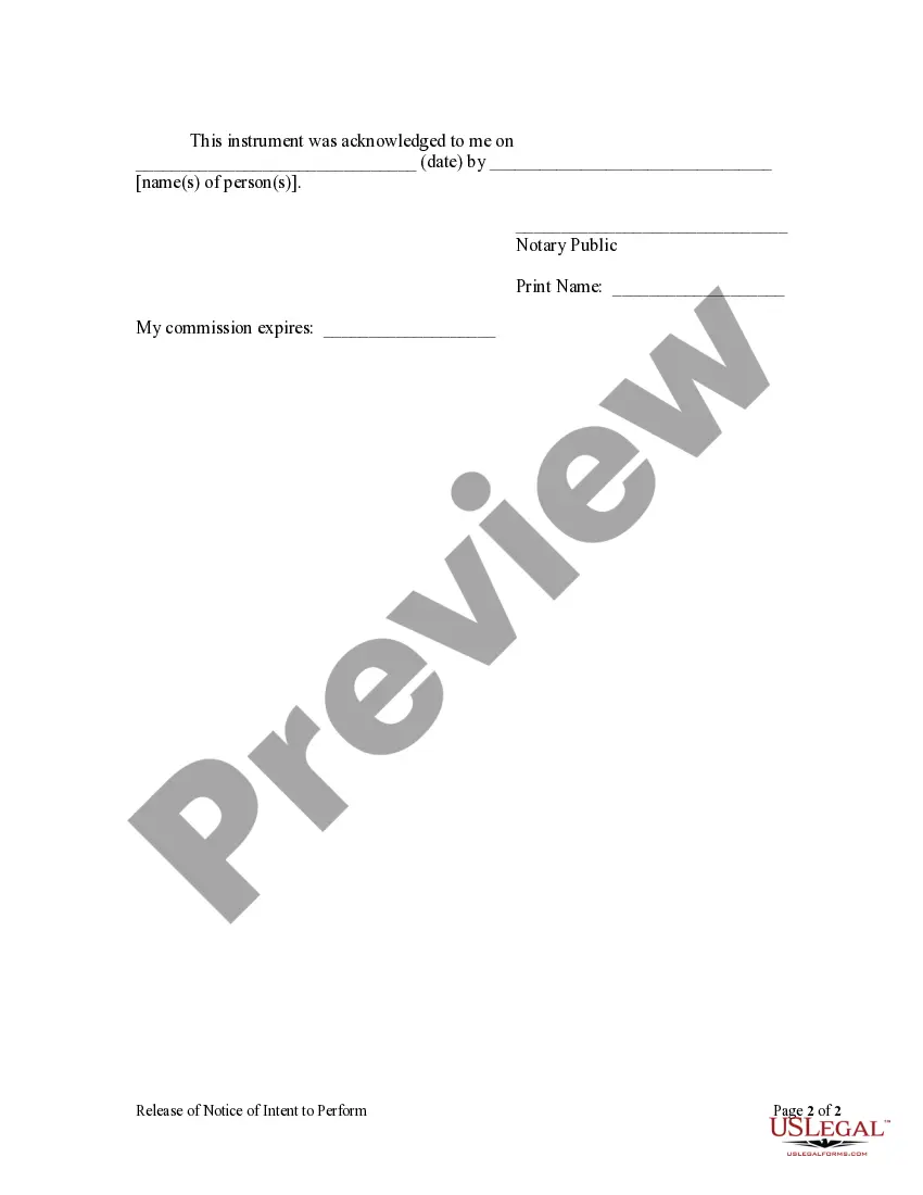 Preview Release of Notice and Waiver of Lien by Individual