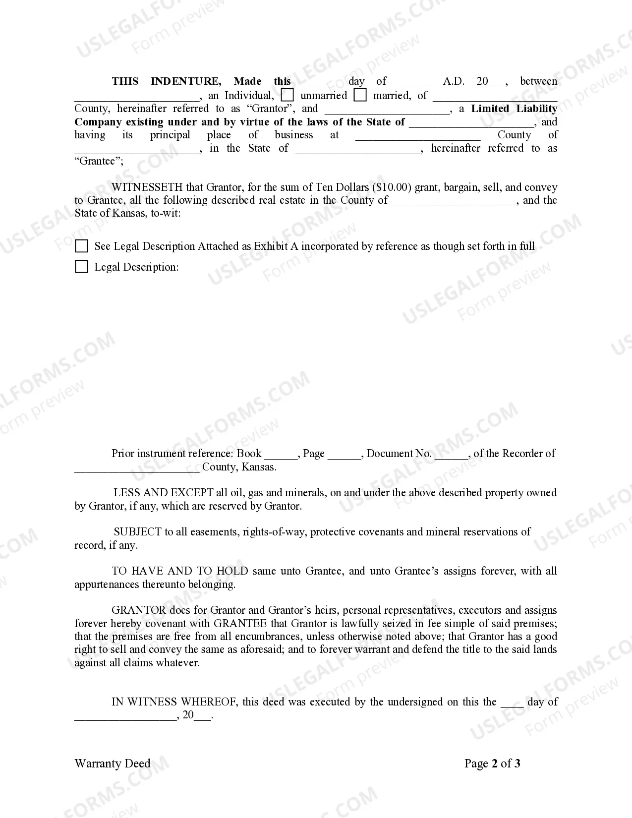 Preview Warranty Deed from Individual to LLC