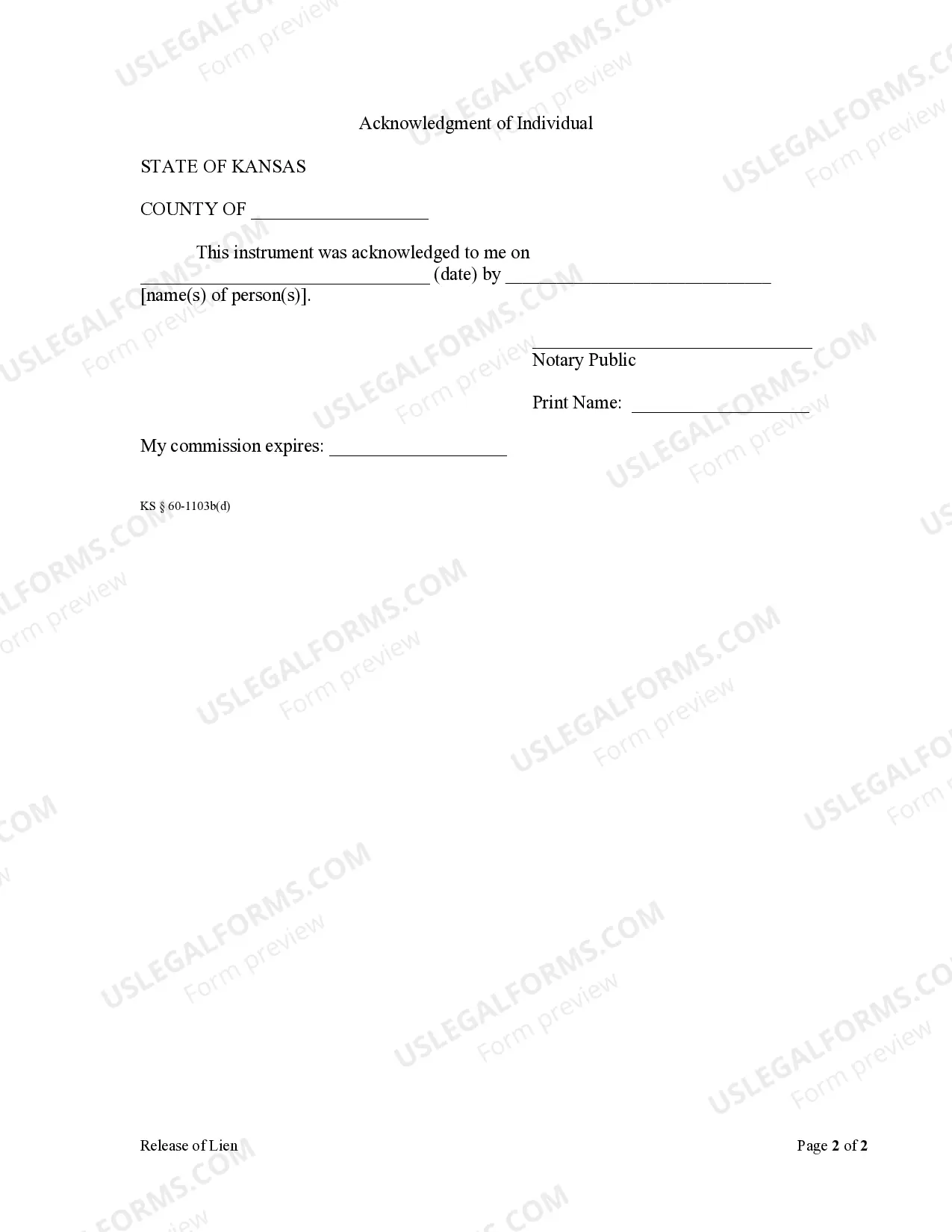 Preview Release of Lien by Individual