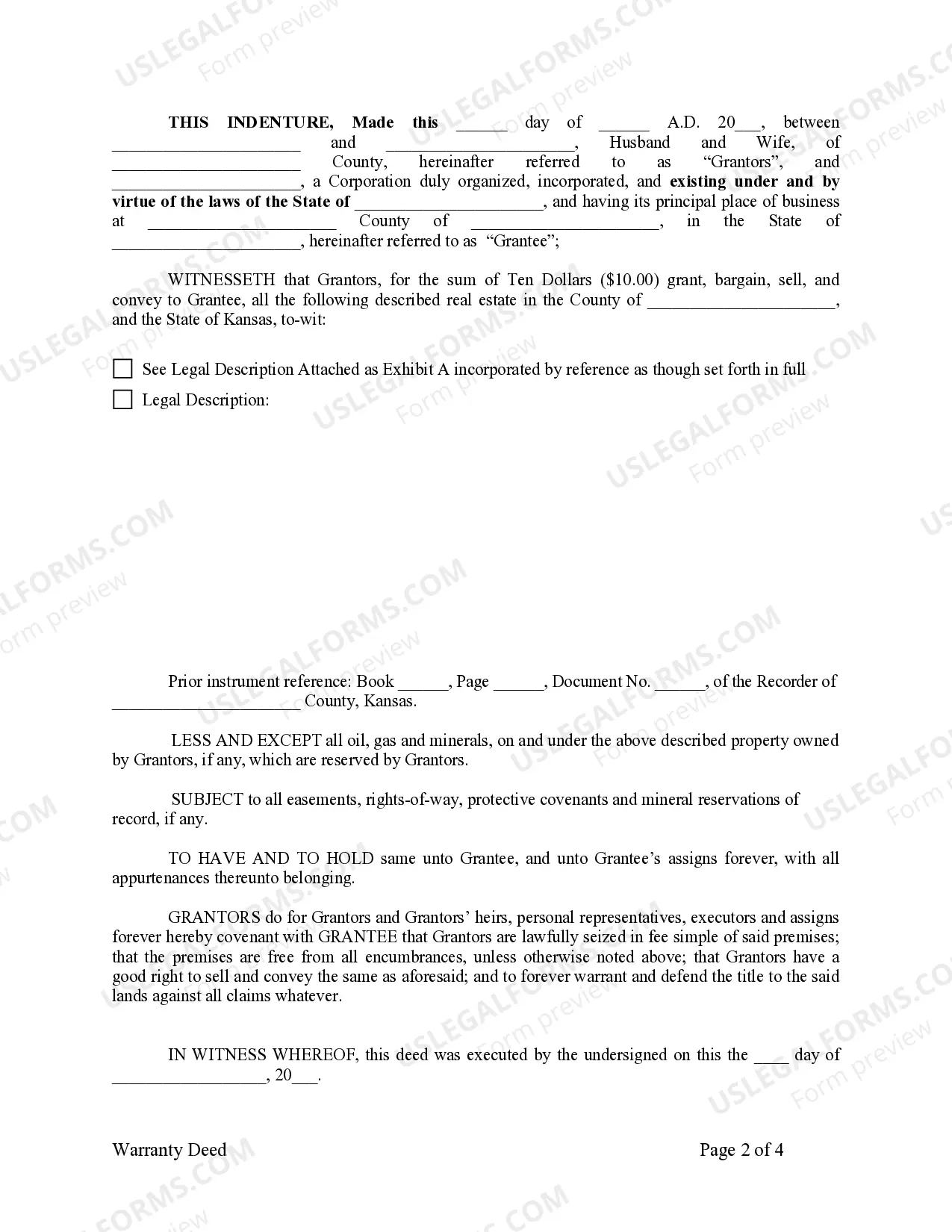 Preview Warranty Deed from Husband and Wife to Corporation