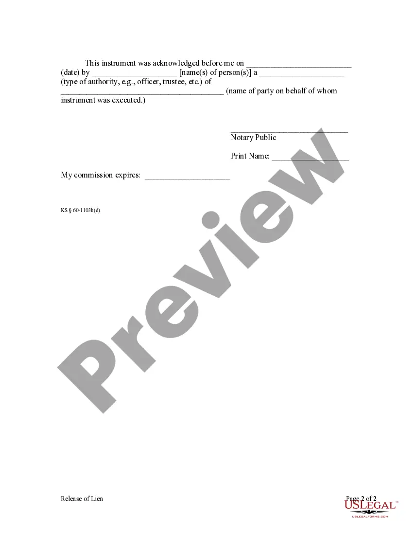Get Release of Lien by Corporation or LLC Preview Release of Lien by Corporation or LLC
