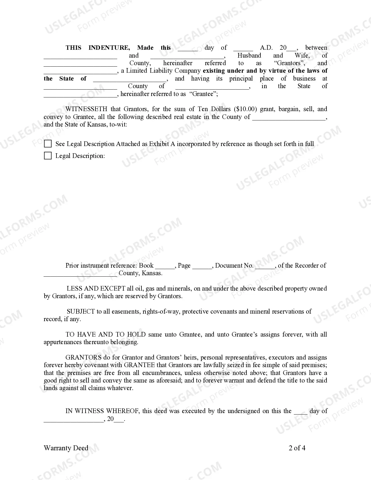 Preview Warranty Deed from Husband and Wife to LLC