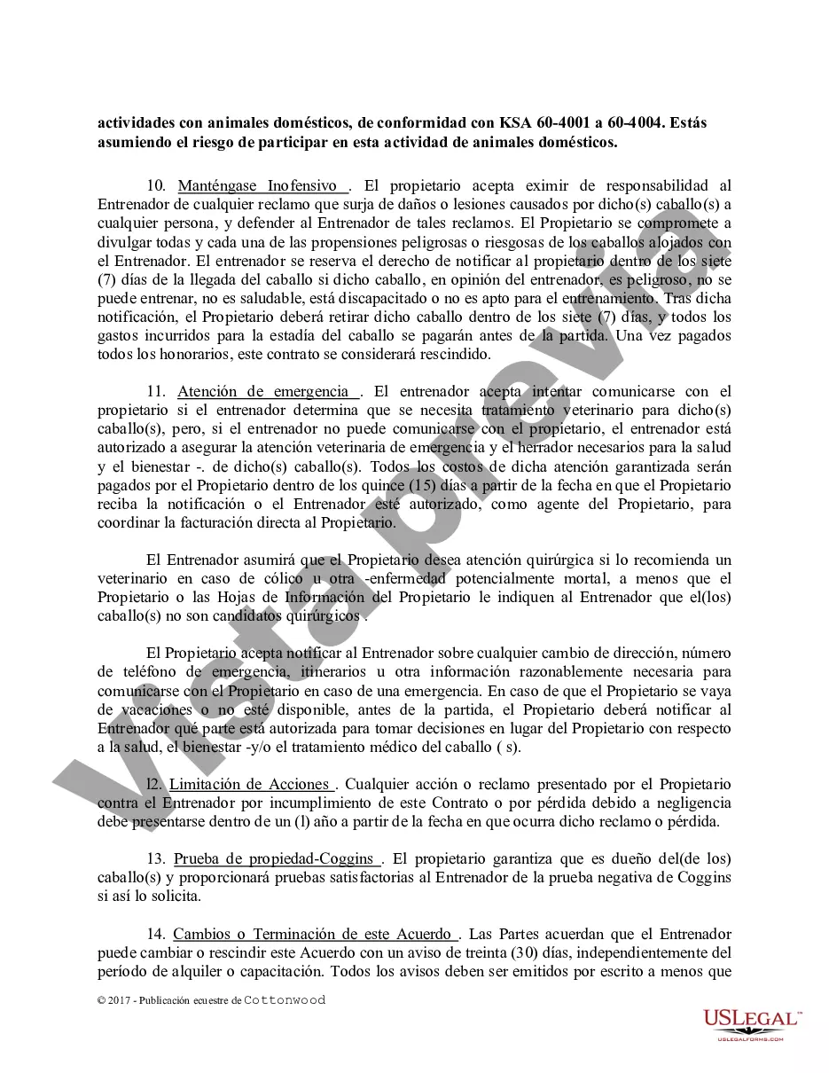 Preview Contrato de Entrenamiento - Caballo Equino Formas