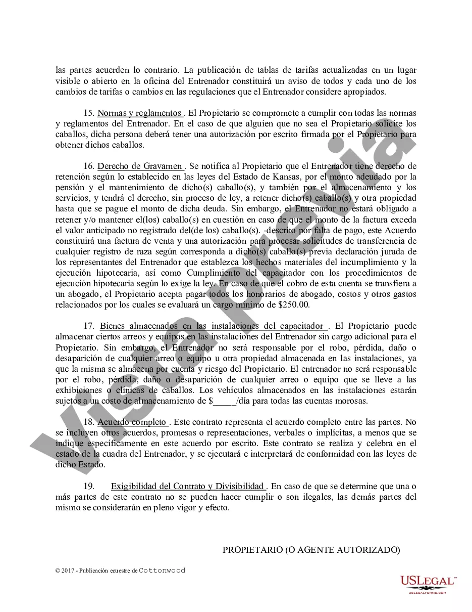 Preview Contrato de Entrenamiento - Caballo Equino Formas