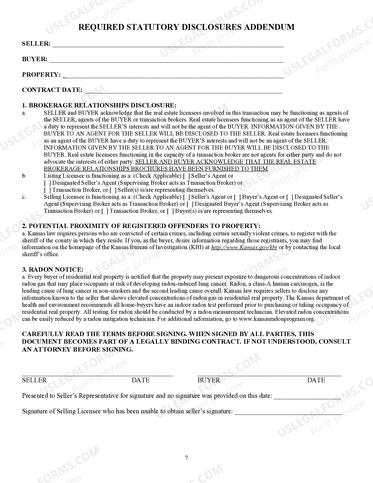 Preview Residential Real Estate Sales Disclosure Statement