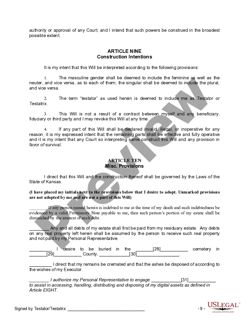 Preview Mutual Wills containing Last Will and Testaments for Man and Woman living together not Married with No Children