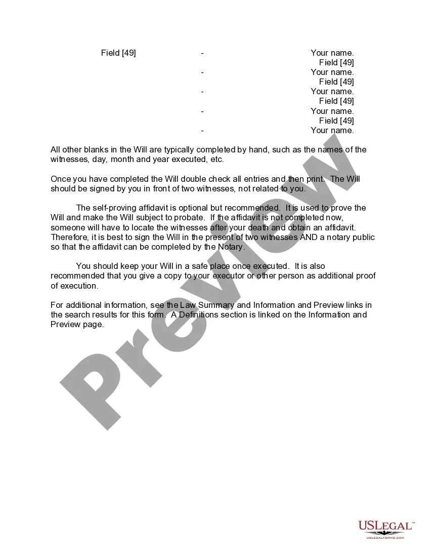 Preview Mutual Wills or Last Will and Testaments for Man and Woman living together, not Married with Minor Children